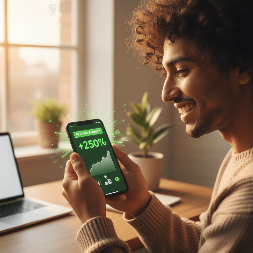 Early adopter viewing reward notifications on mobile device