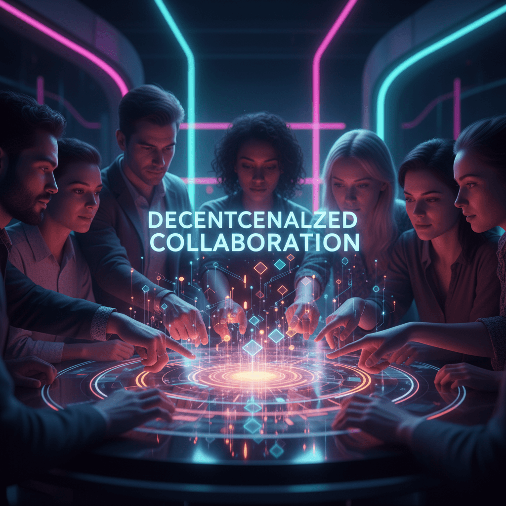 Community members collaborating on decentralized network